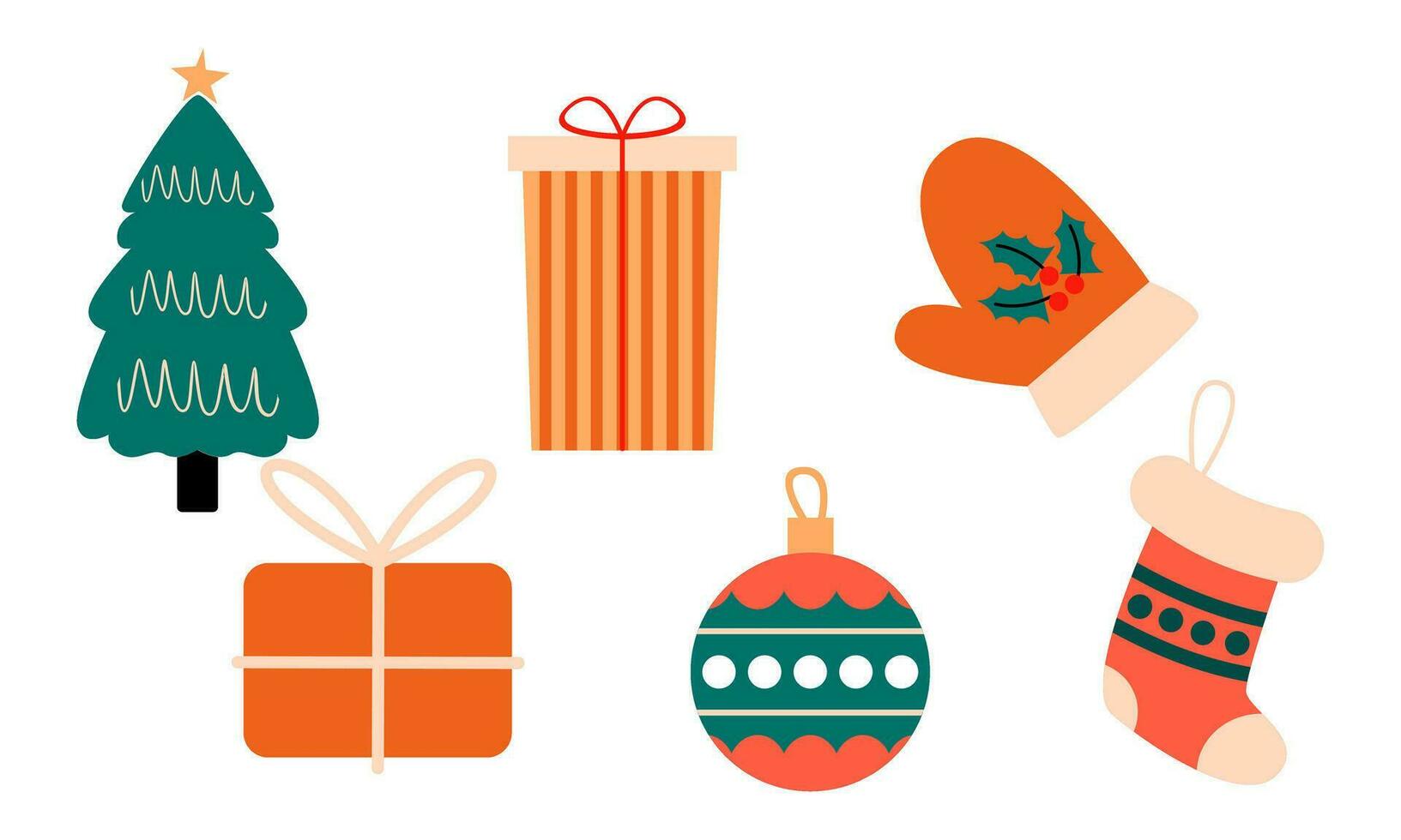 vrolijk Kerstmis schattig modern minimalistische stijl elementen vector