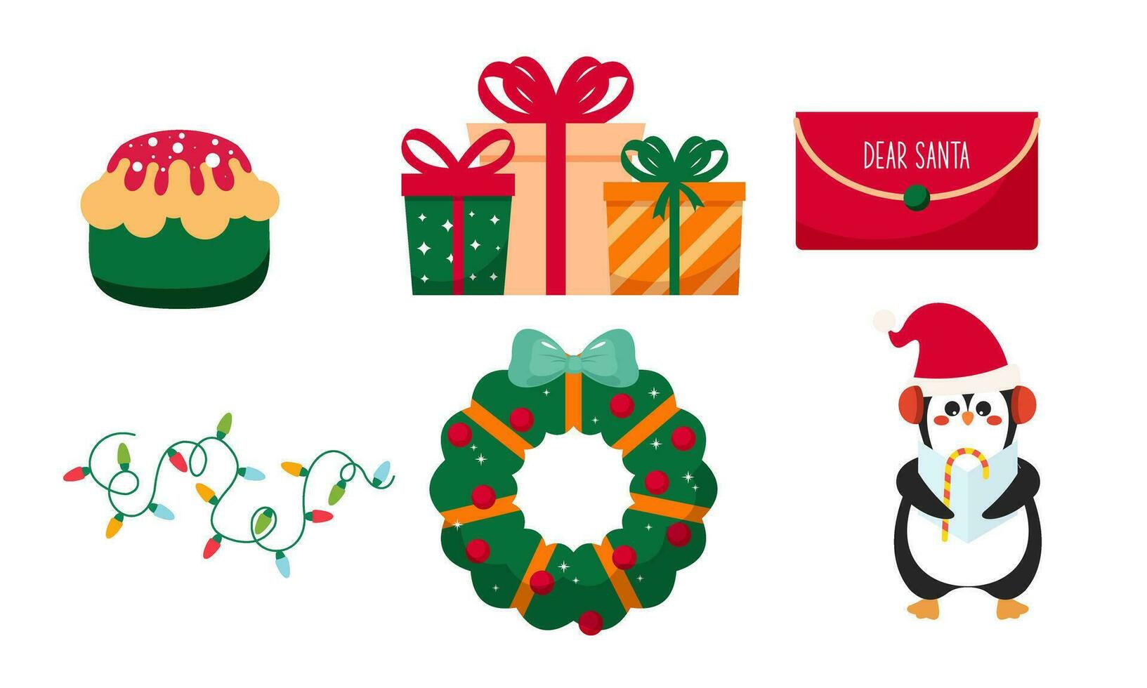 vrolijk Kerstmis schattig modern minimalistische stijl elementen vector