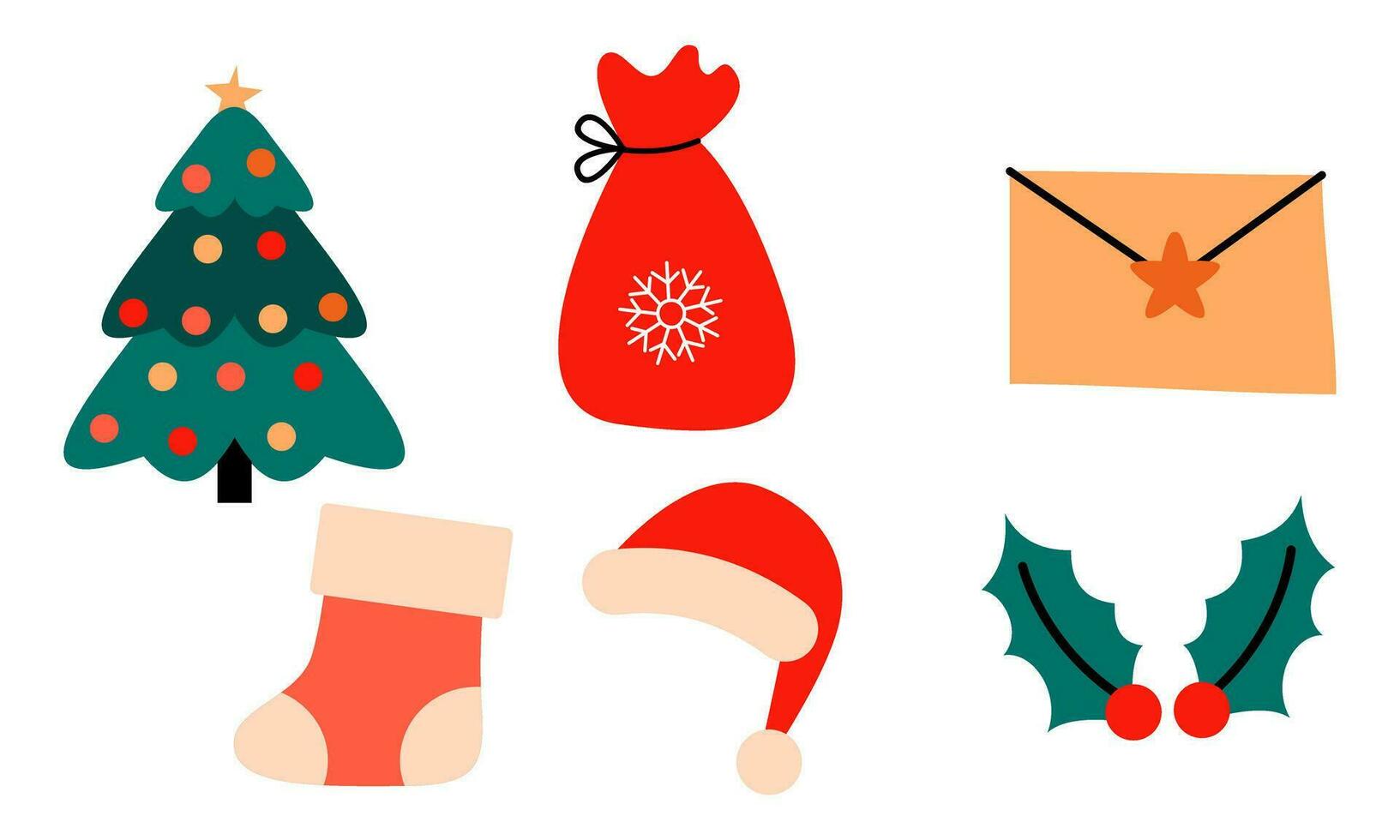 vrolijk Kerstmis schattig modern minimalistische stijl elementen vector