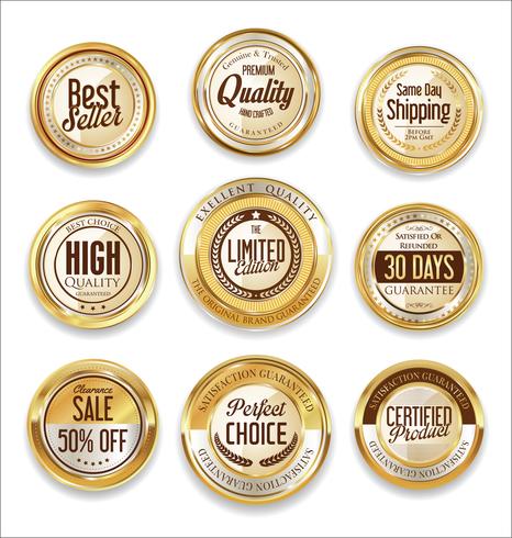 Luxe premium gouden insignes en labels vector