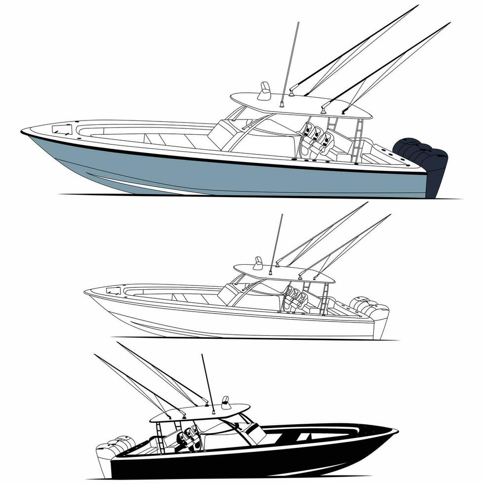 kant visie visvangst boot vector lijn kunst en een