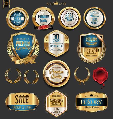 Luxe premium gouden insignes en labels vector