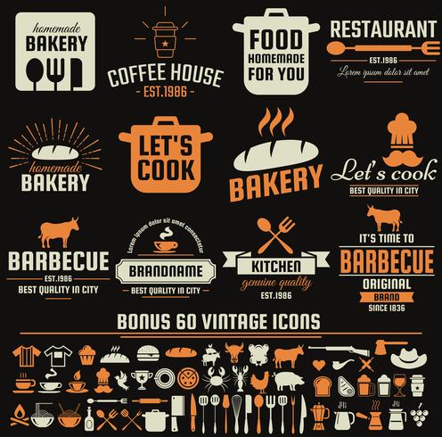 Restaurant Retro Vector Logo voor banner