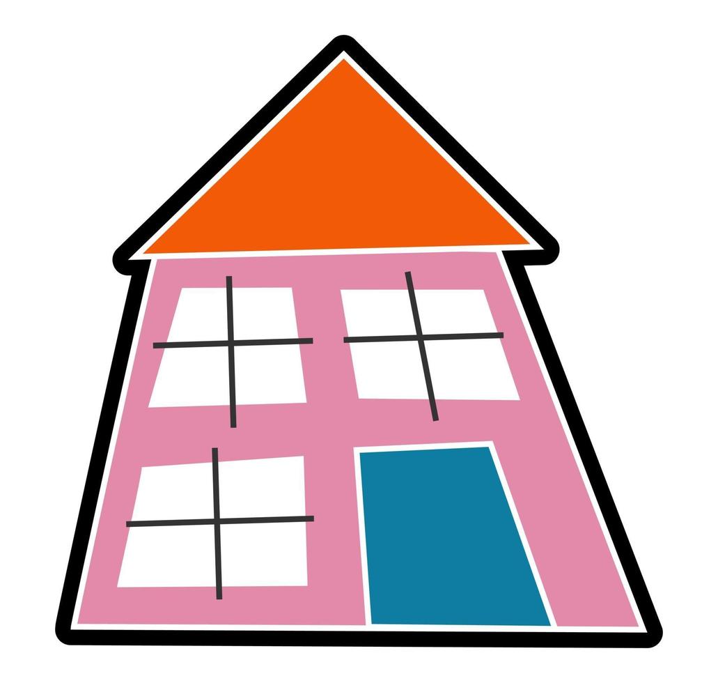 kind als een klein roze huis grafisch vector