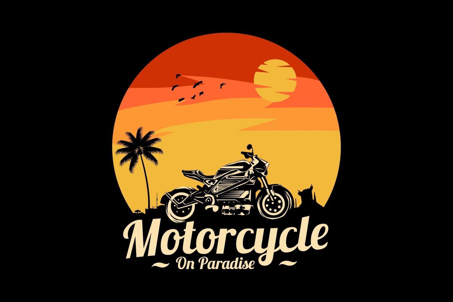 motorfiets op paradijs silhouet ontwerp vector