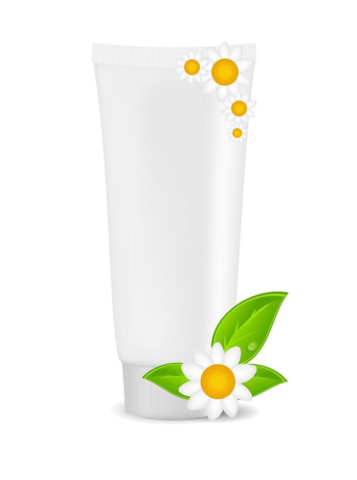 witte crème tube met natuurlijke teken vectorillustratie vector