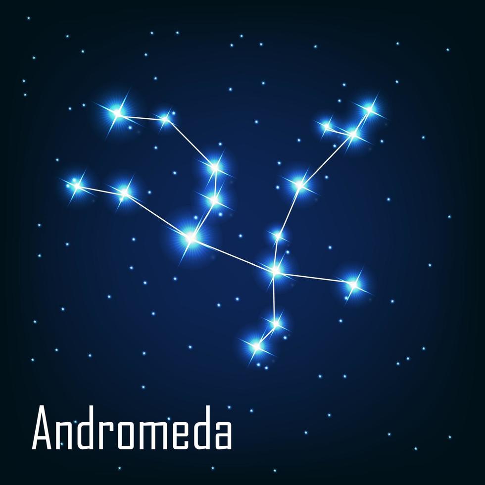 het sterrenbeeld andromeda ster aan de nachtelijke hemel. vector