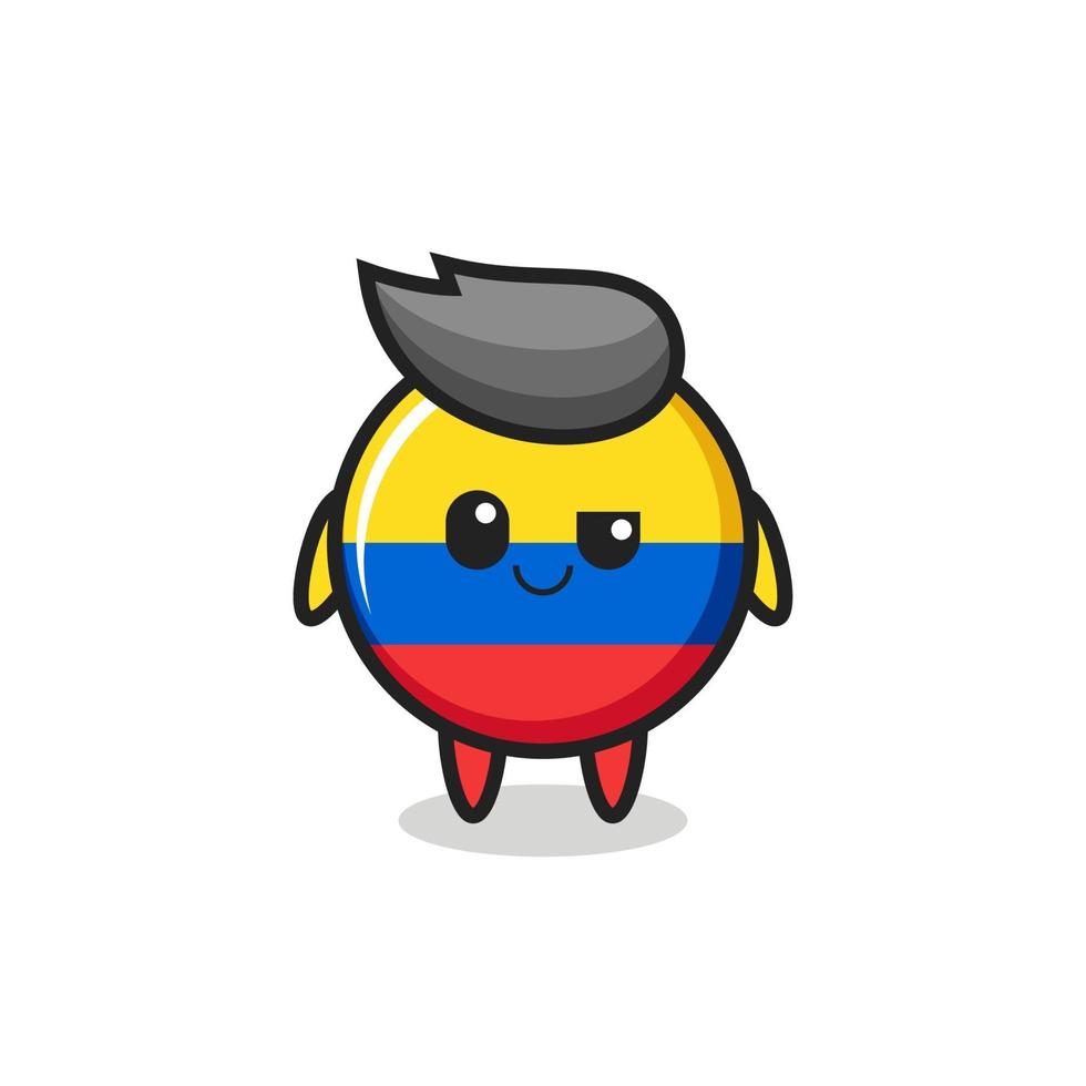 Colombia vlag badge cartoon met een arrogante uitdrukking vector