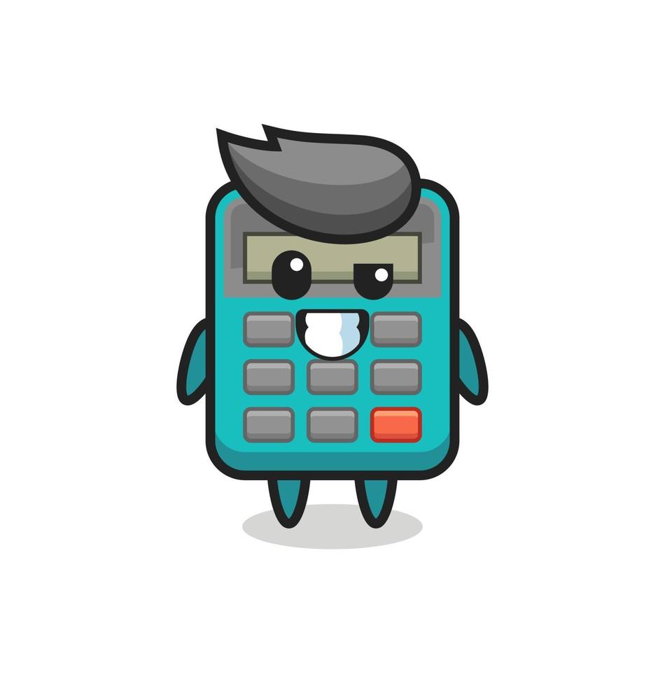 schattige rekenmachine-mascotte met een optimistisch gezicht vector