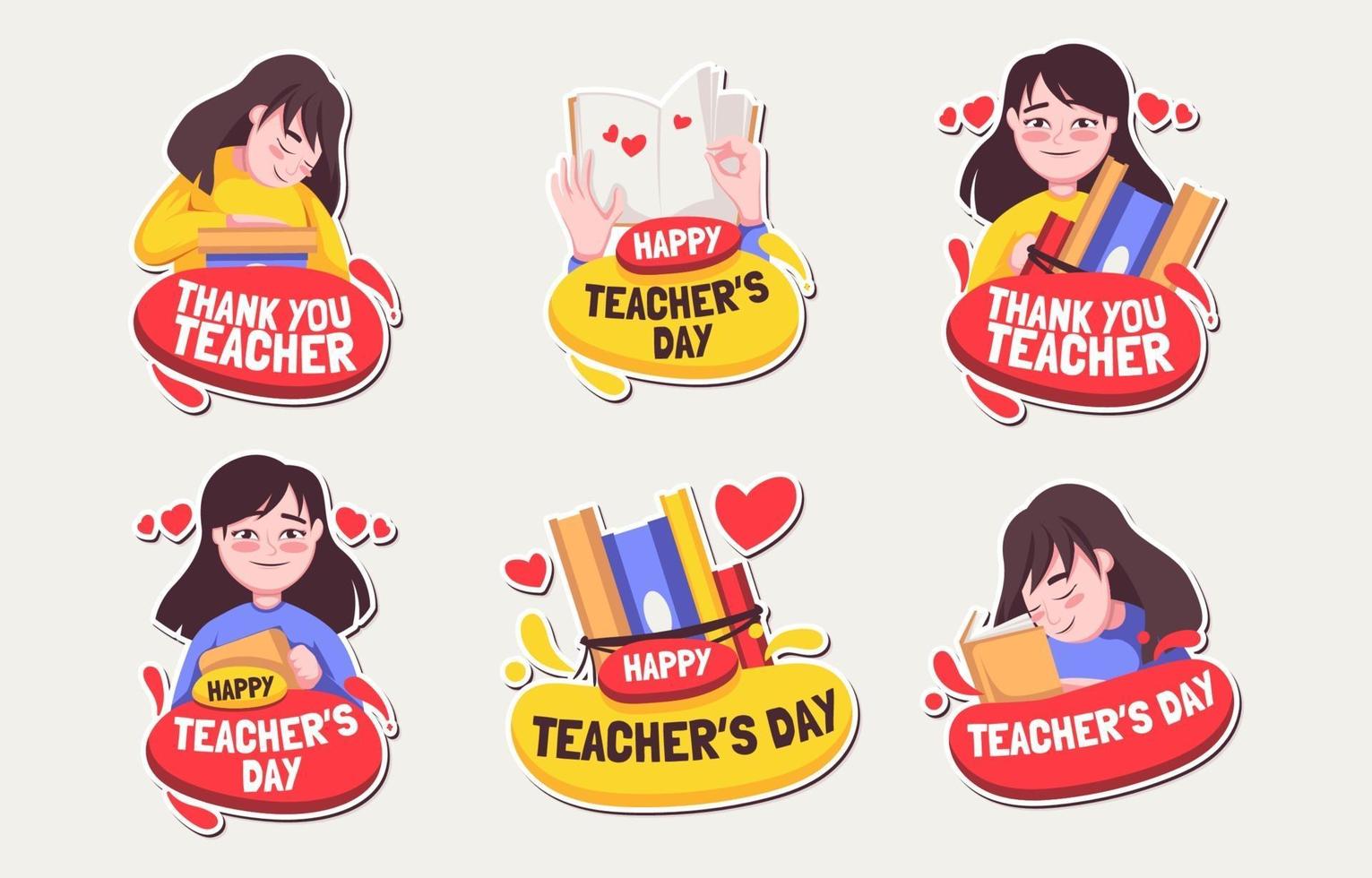 gelukkige lerarendag stickercollecties vector