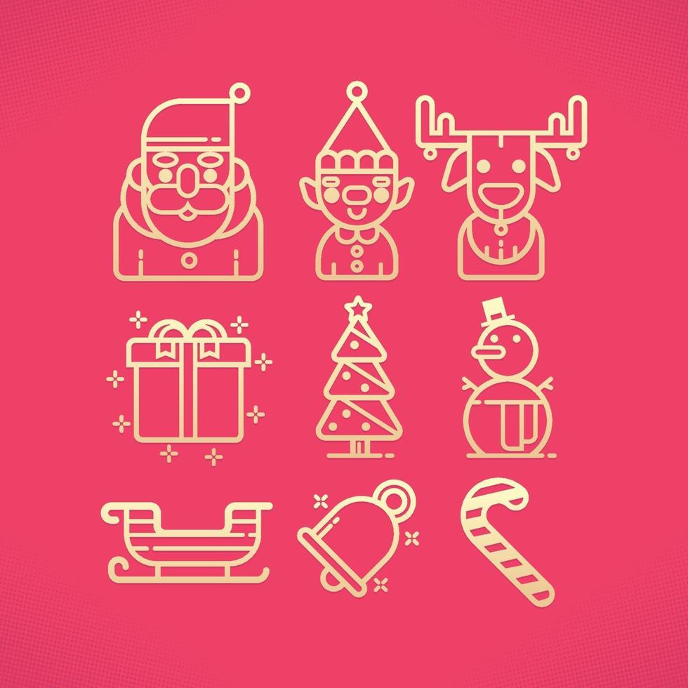 schattige kerst iconen set vector
