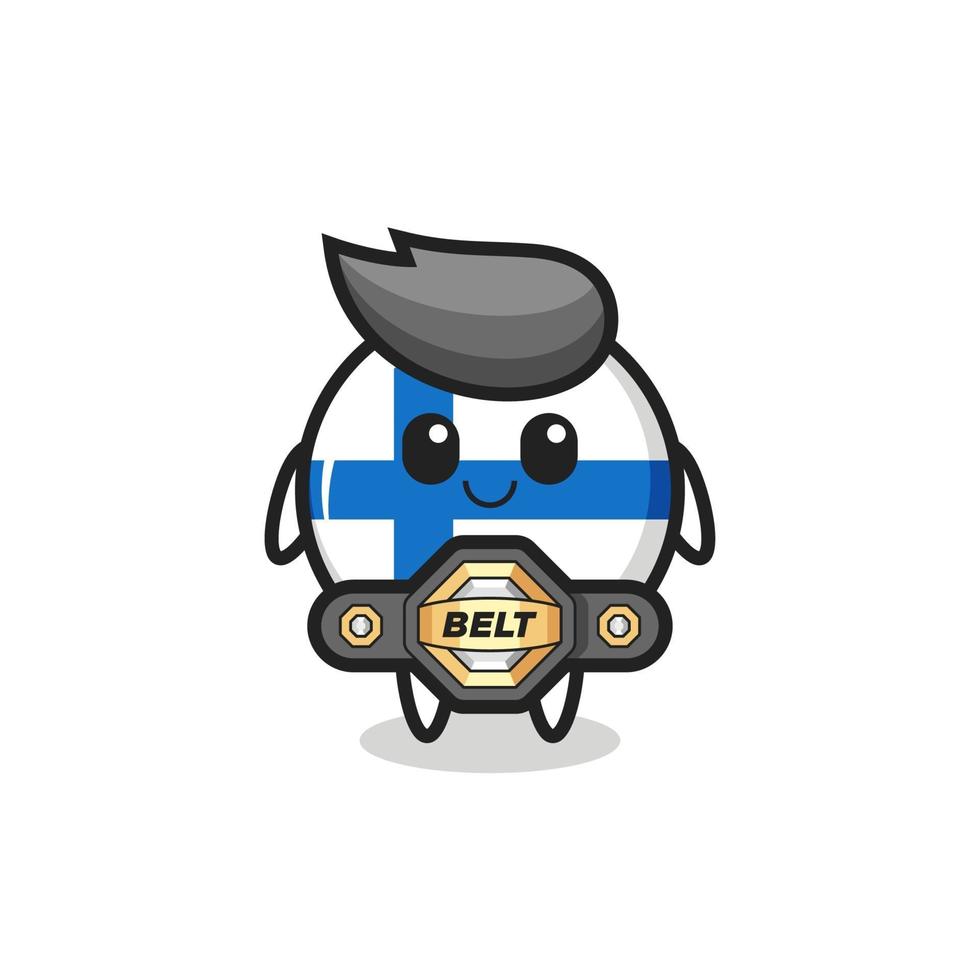 de mma fighter finland vlag badge mascotte met een riem vector