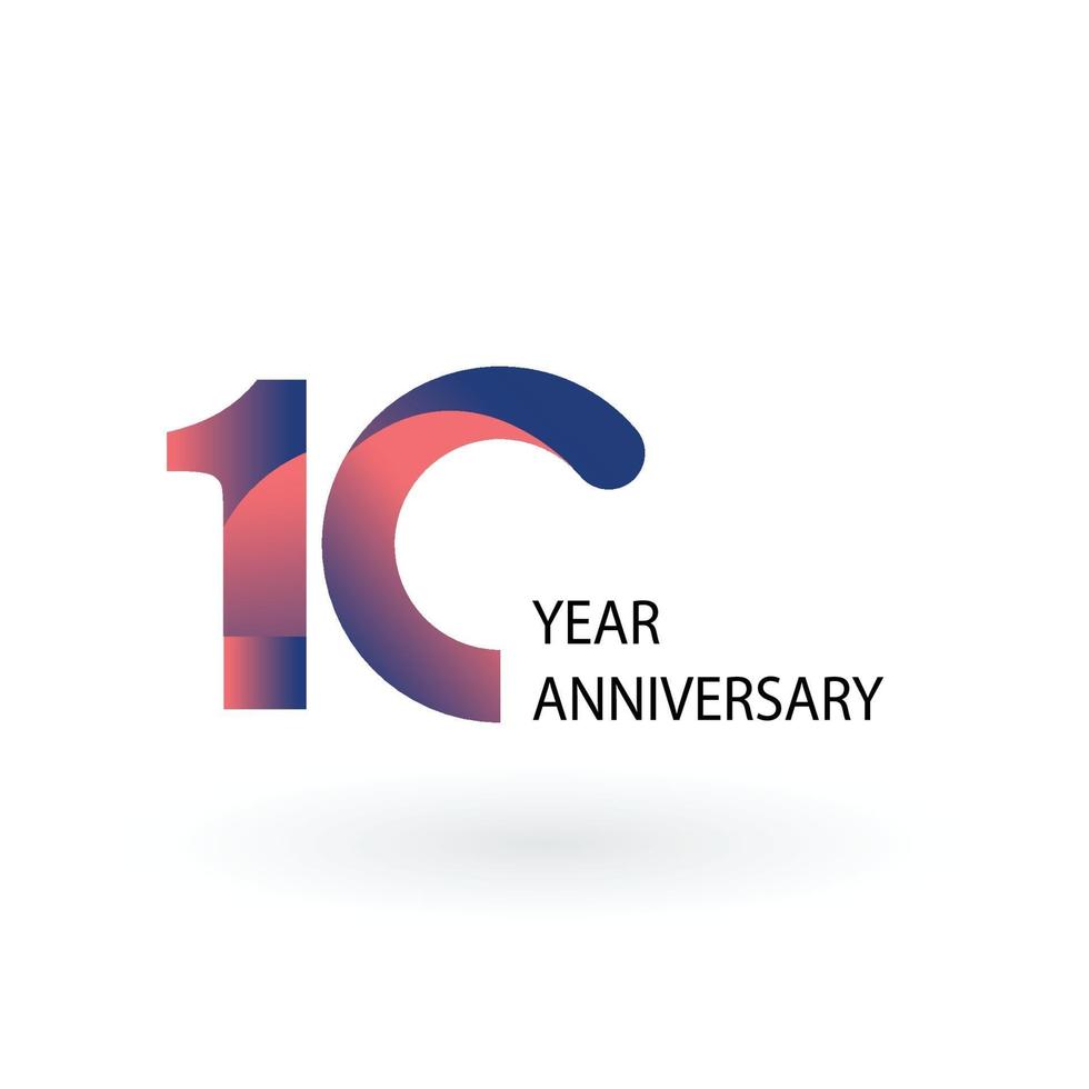 10 jaar verjaardag regenboog vector sjabloon ontwerp illustratie