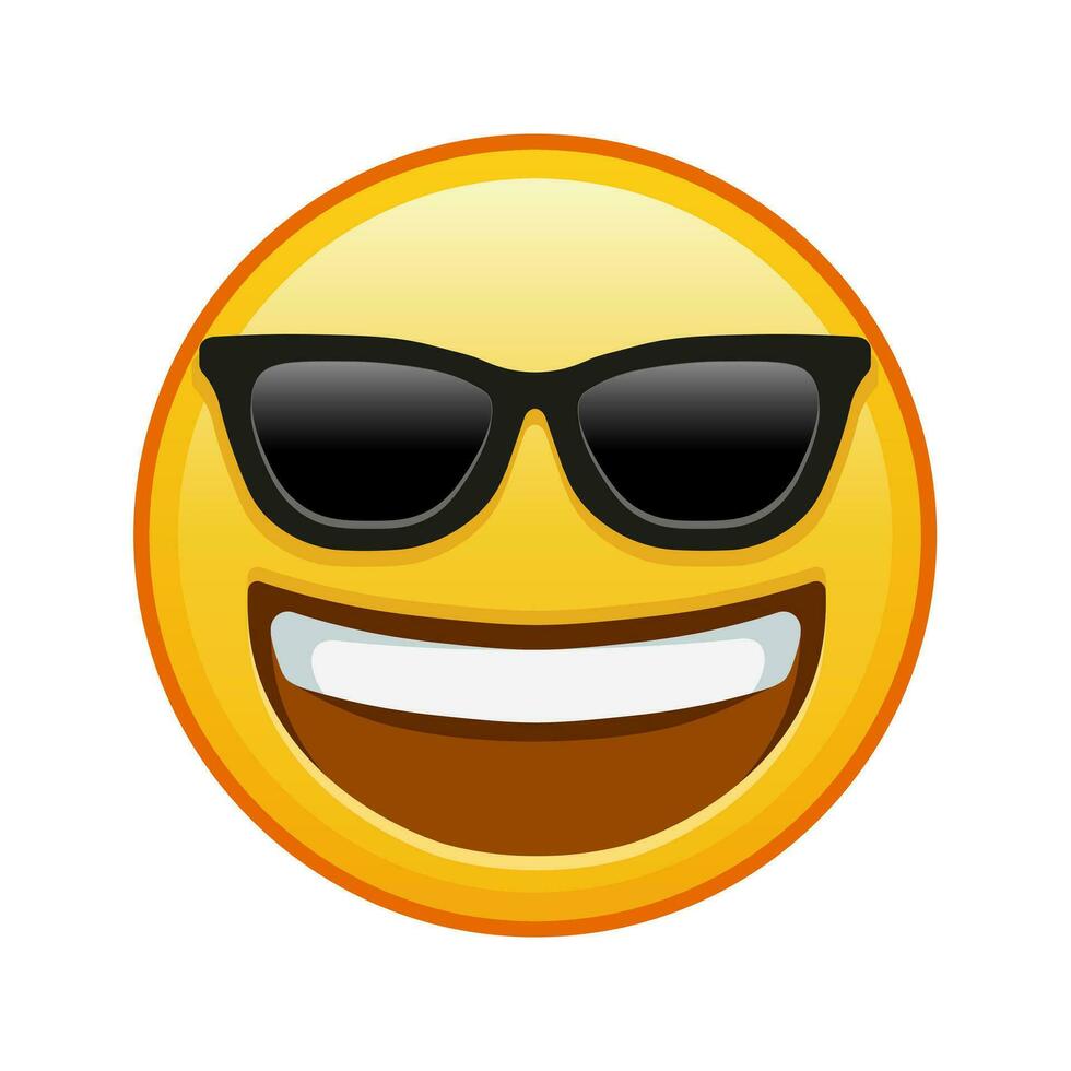 een grijnzend gezicht met zonnebril groot grootte van geel emoji glimlach vector