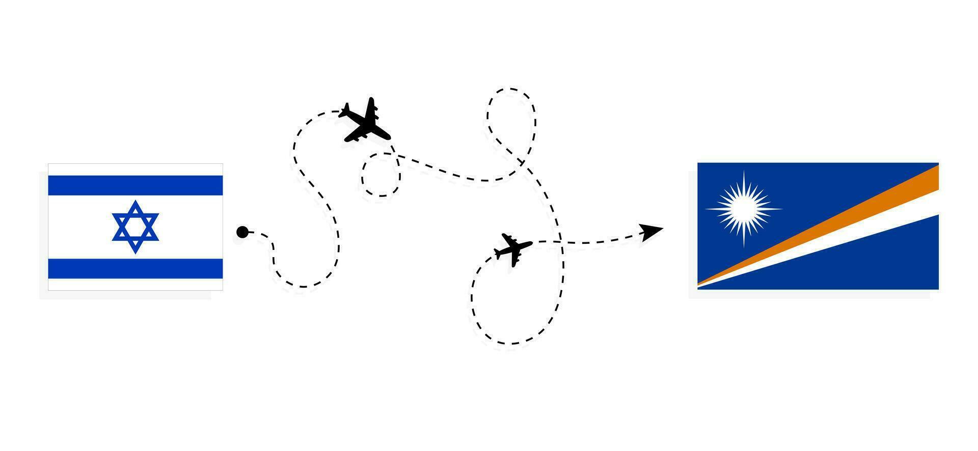 vlucht en reizen van Israël naar maarschalk eilanden door passagier vliegtuig reizen concept vector