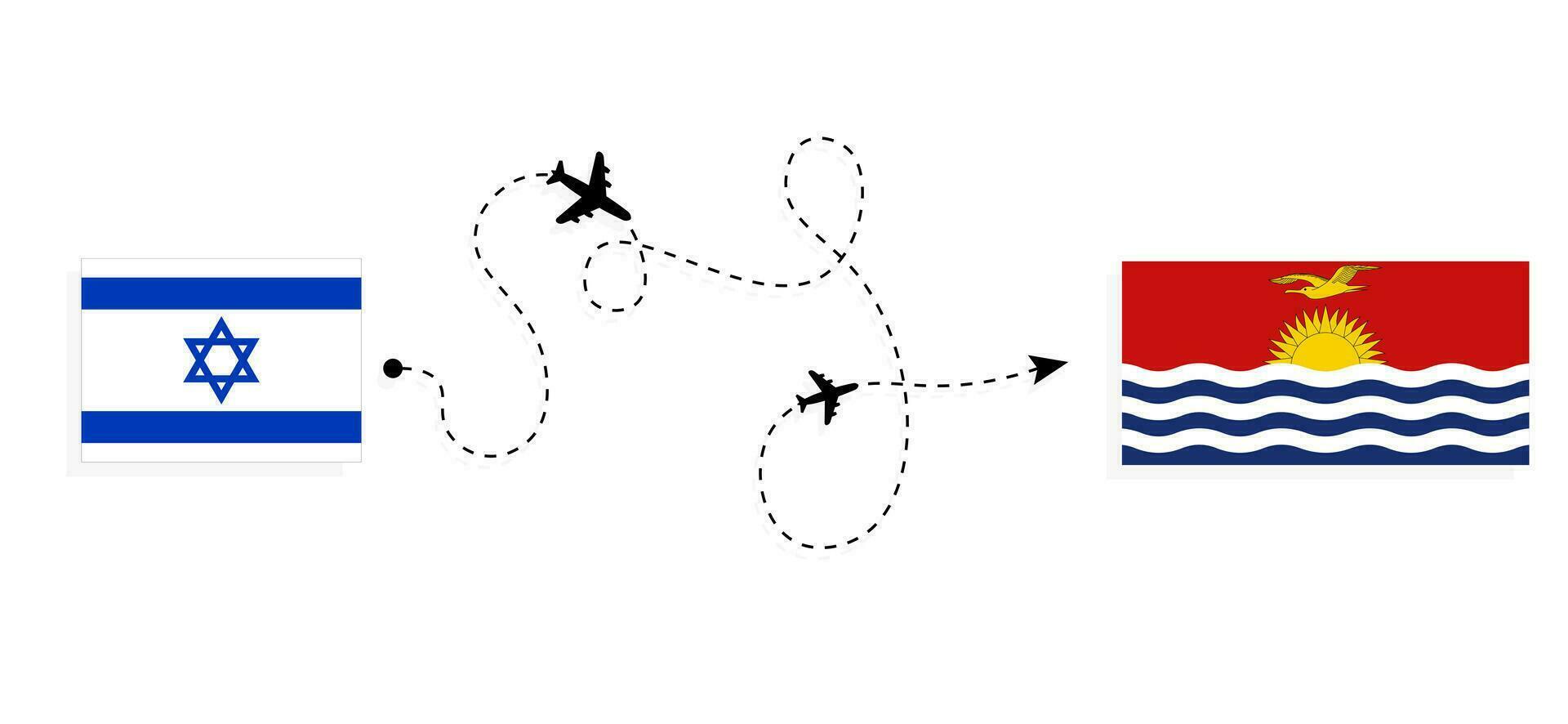 vlucht en reizen van Israël naar Kiribati door passagier vliegtuig reizen concept vector
