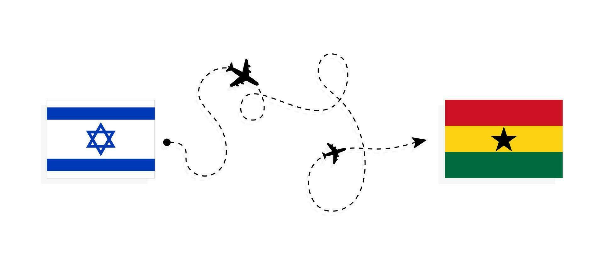 vlucht en reizen van Israël naar Ghana door passagier vliegtuig reizen concept vector