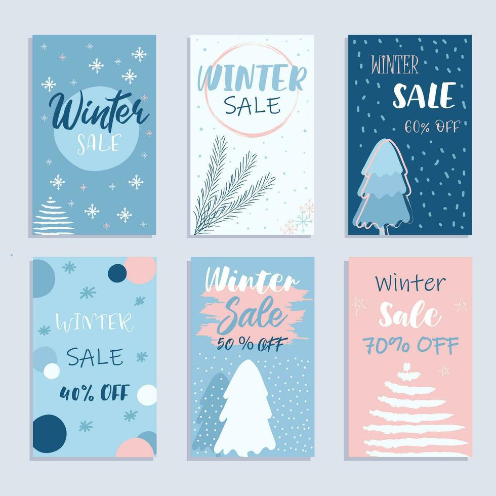 winter banners en sociaal media reclame, web sjabloon verzameling. vector