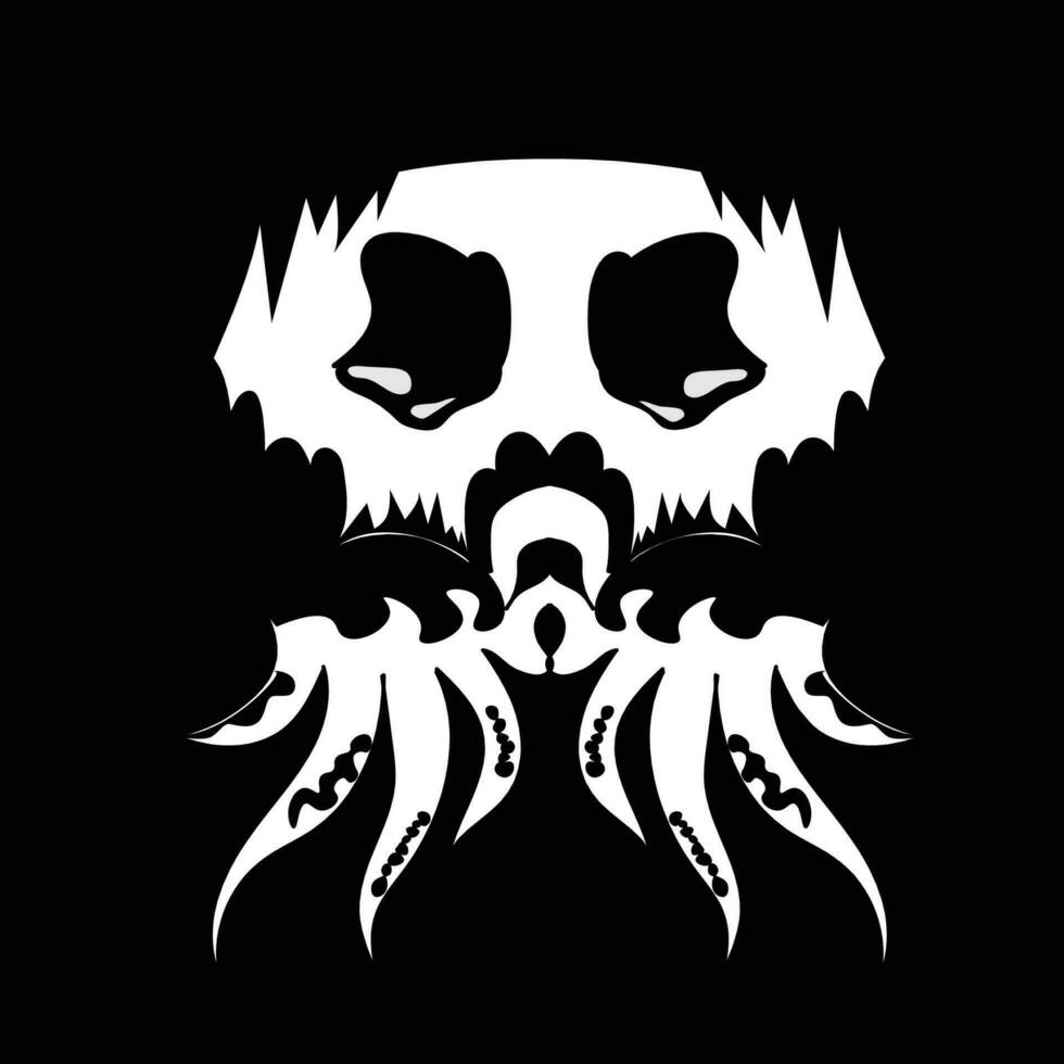 zwart spookachtig schedel Octopus vector illustratie