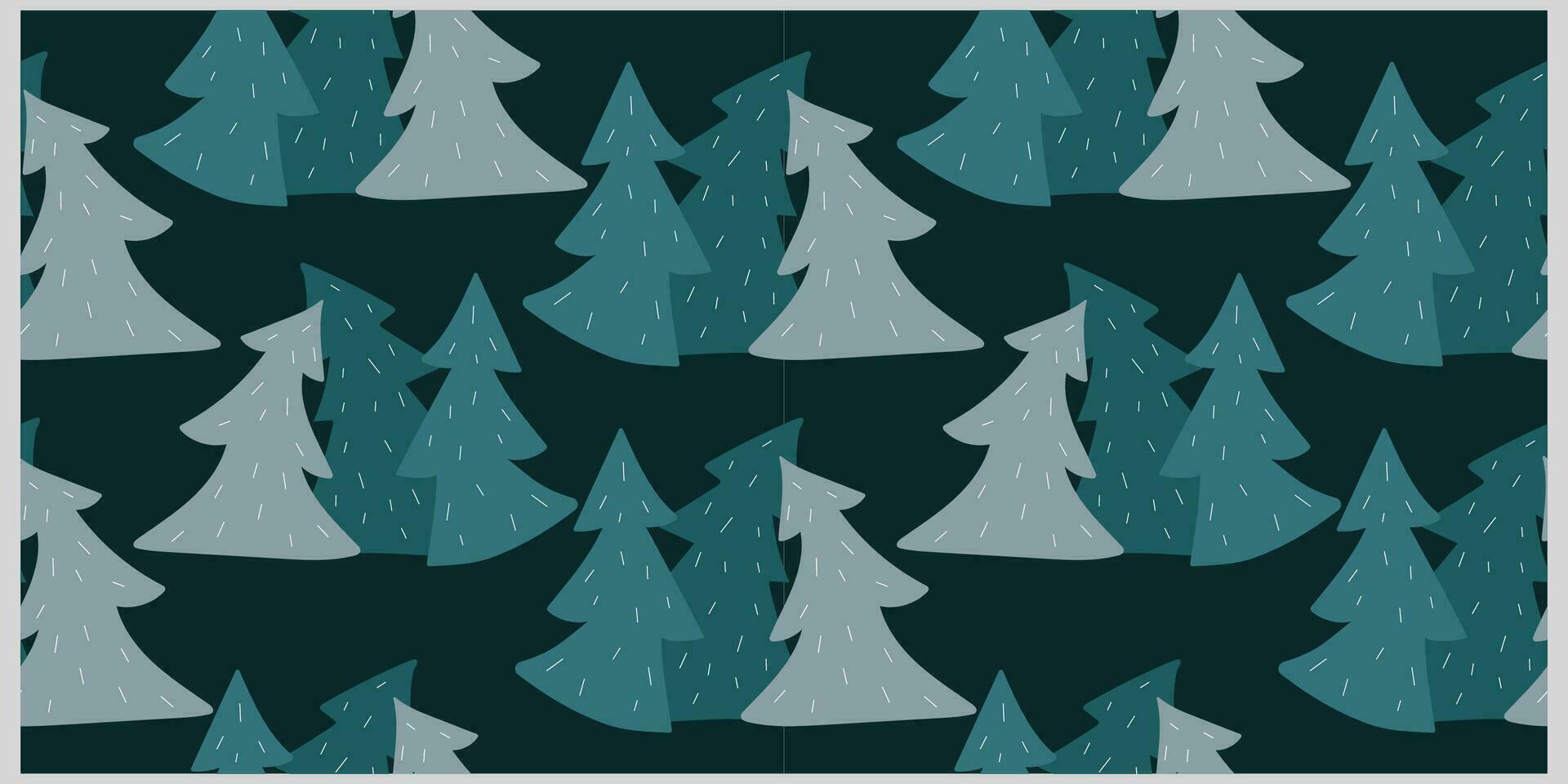 naadloos patroon met schattig hand- getrokken dansen Spar bomen. Kerstmis vector ontwerp.