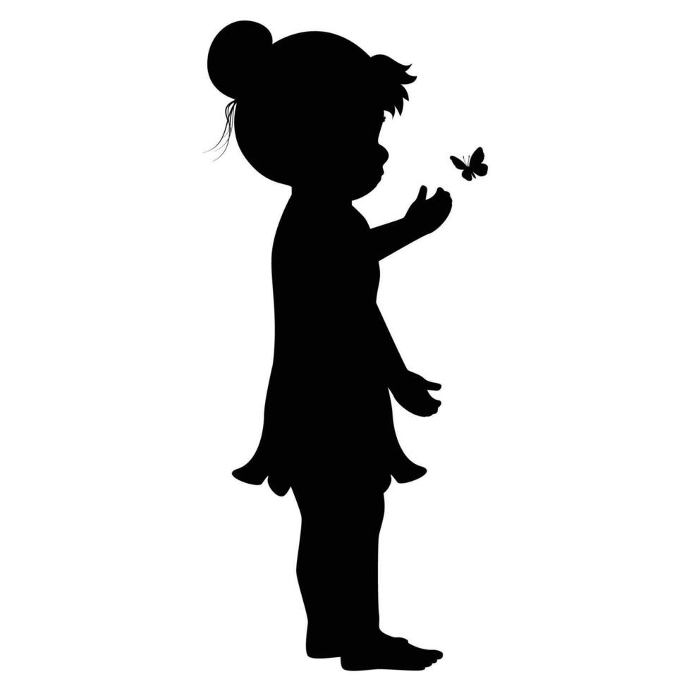 schattig weinig meisje silhouet vector