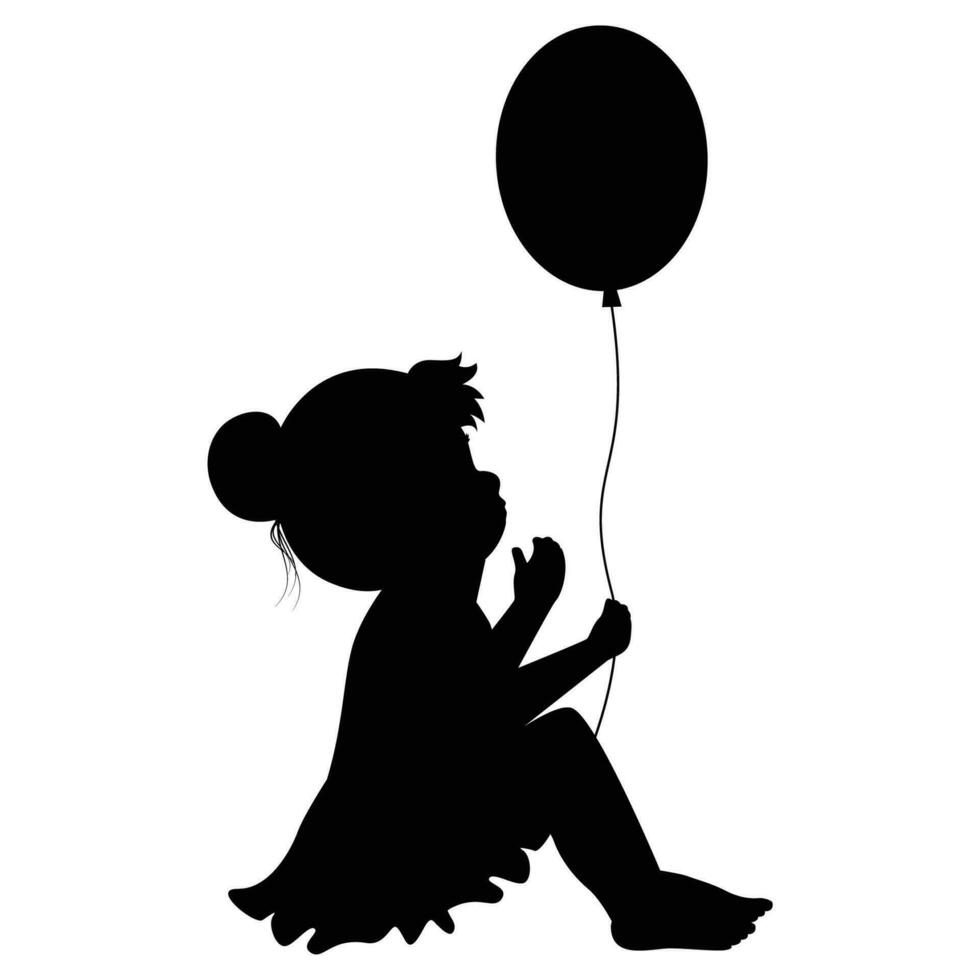 schattig weinig meisje silhouet vector