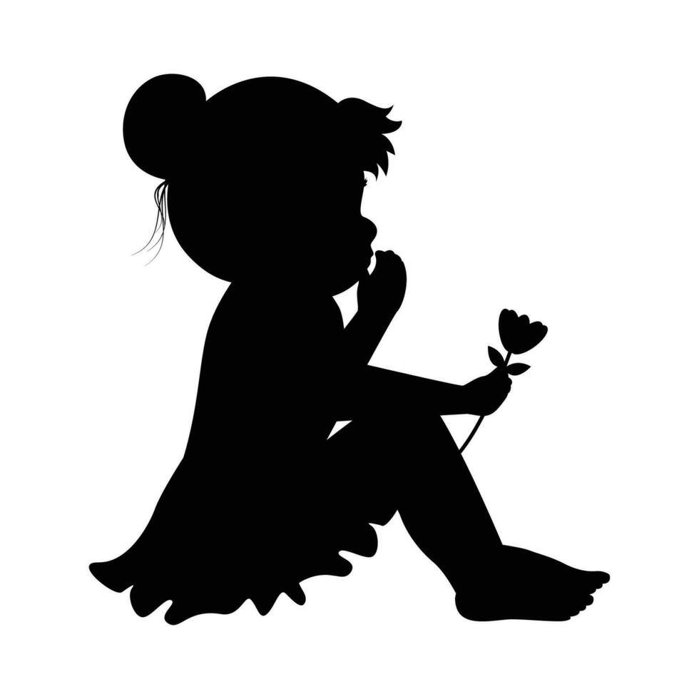 schattig weinig meisje silhouet vector