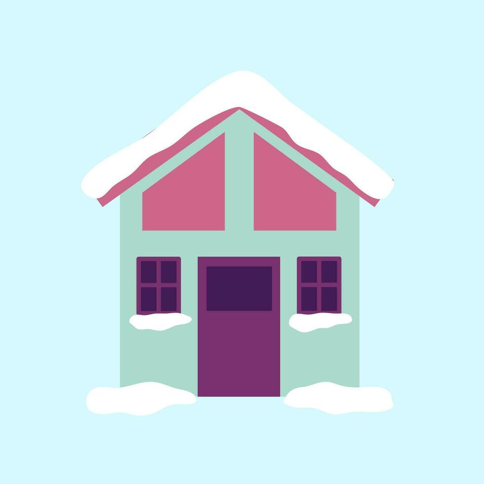 vlak illustratie van besneeuwd huis vector