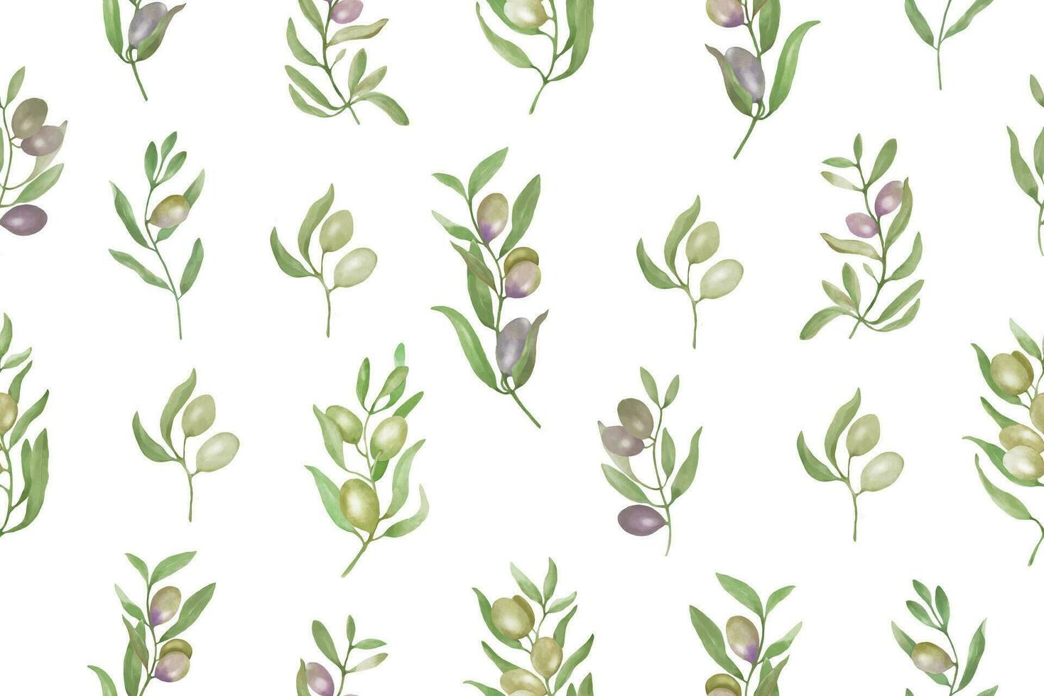 waterverf bloemen naadloos patroon. hand- getrokken illustratie met olivas geïsoleerd Aan wit achtergrond. vector