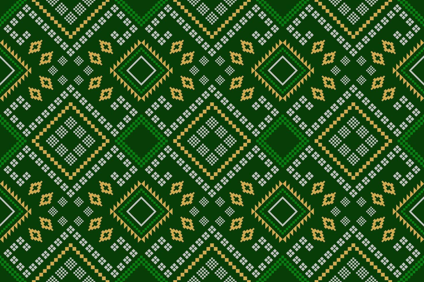 groen kruis steek kleurrijk meetkundig traditioneel etnisch patroon ikat naadloos patroon grens abstract ontwerp voor kleding stof afdrukken kleding jurk tapijt gordijnen en sarong aztec Afrikaanse Indisch Indonesisch vector