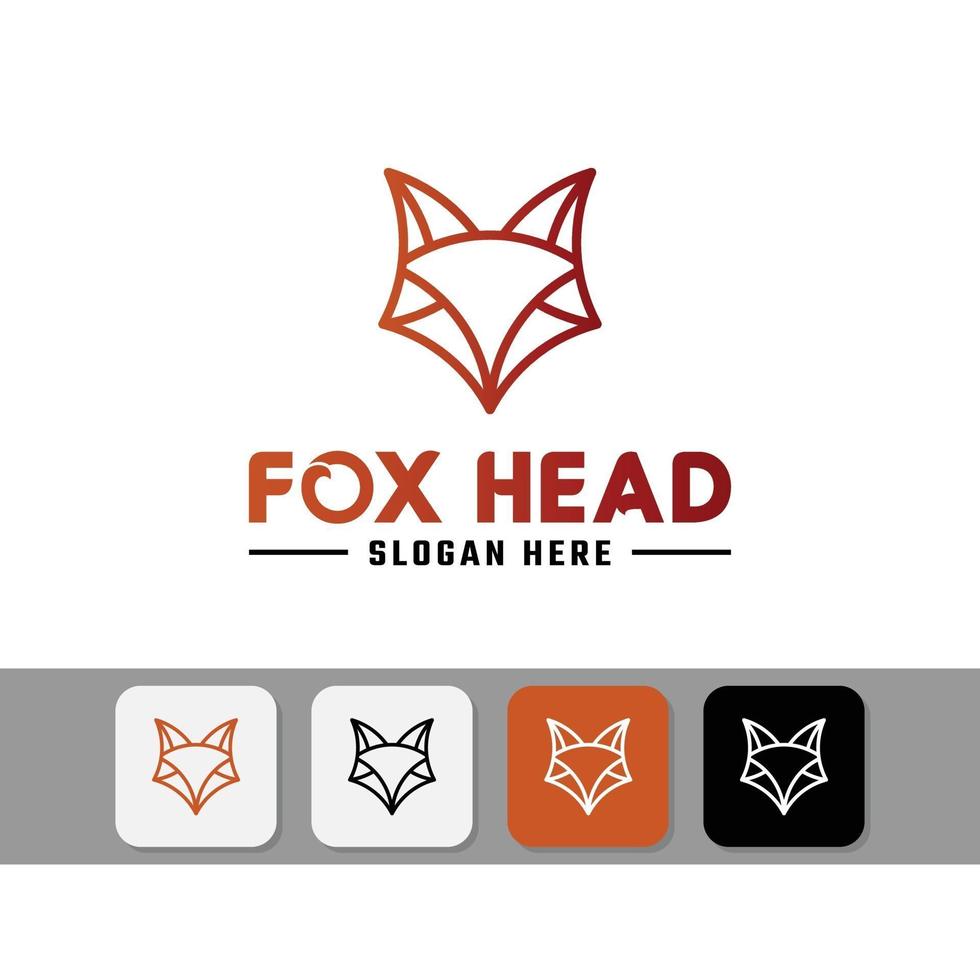 eenvoudige vossenkop in oranje lijnstijl logo ontwerpsjabloon vector