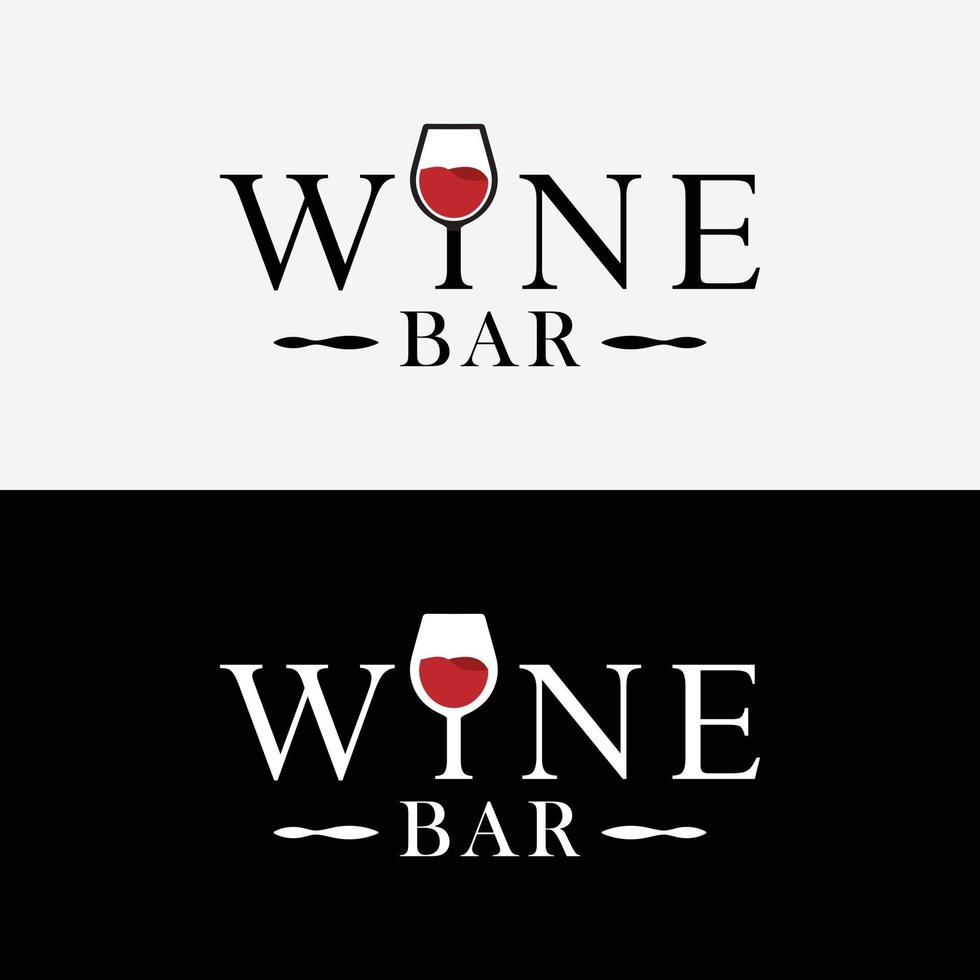 wijnbar woordmerk met wijnglas logo ontwerpsjabloon vector