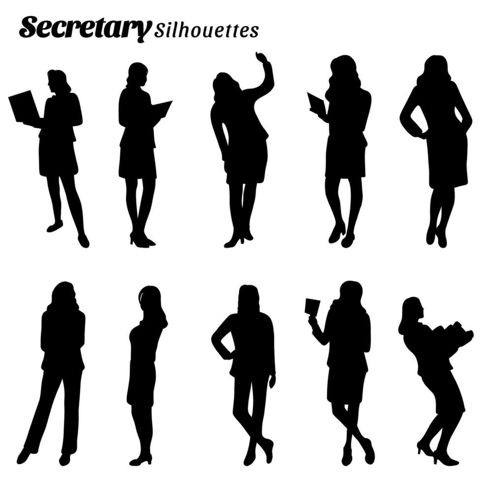 secretaris silhouet vector illustratie reeks