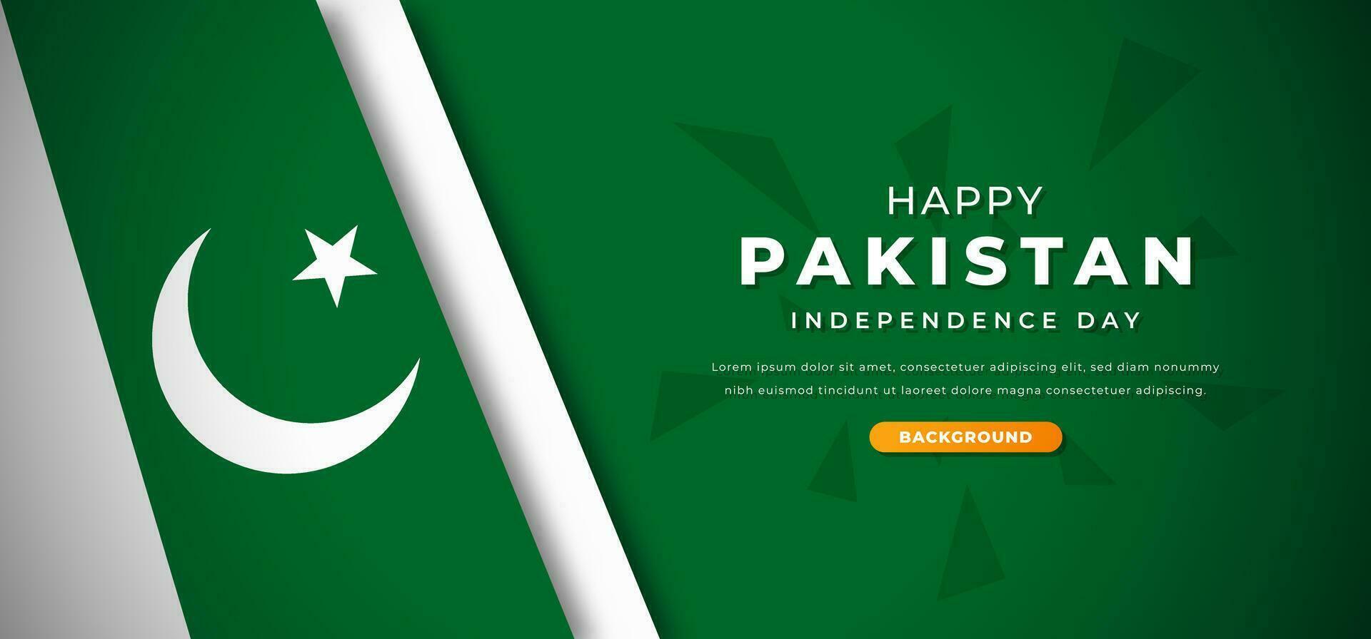 gelukkig Pakistan onafhankelijkheid dag ontwerp papier besnoeiing vormen achtergrond illustratie voor poster, banier, reclame, groet kaart vector