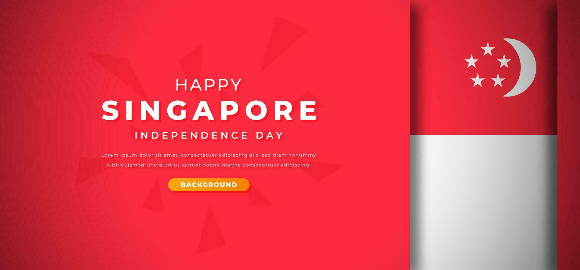 gelukkig Singapore onafhankelijkheid dag ontwerp papier besnoeiing vormen achtergrond illustratie voor poster, banier, reclame, groet kaart vector