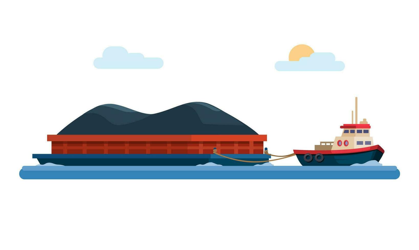steenkool schip vervoer tekenfilm illustratie vector