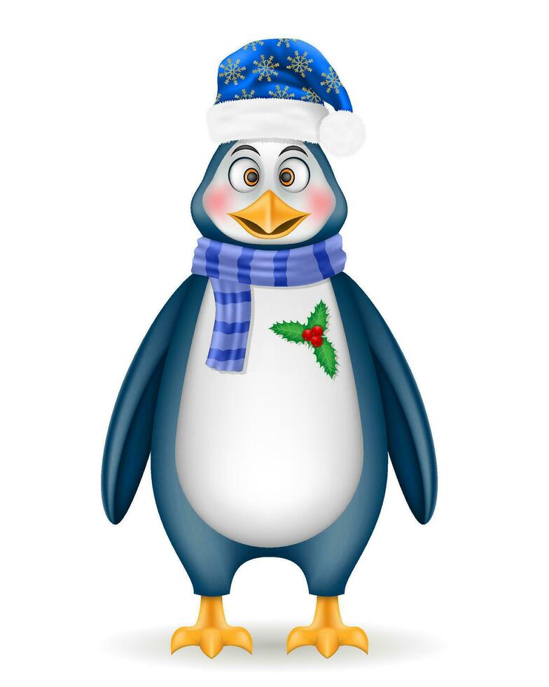 Kerstmis pinguïn nieuw jaar vakantie symbool vector illustratie geïsoleerd Aan wit achtergrond