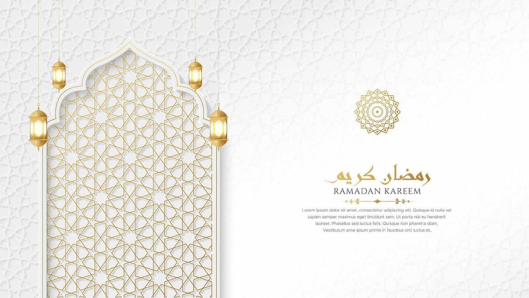 Islamitisch Arabisch elegant luxe sier- Islamitisch achtergrond met Islamitisch patroon en decoratief hangende ornamenten vector