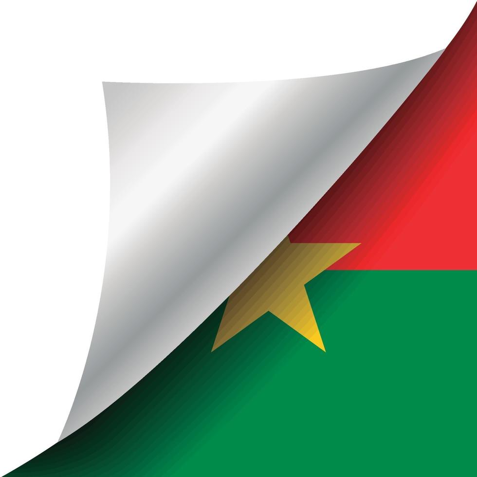 vlag van burkina faso met gekrulde hoek vector