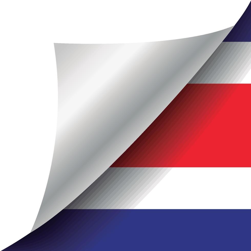 vlag van costa rica met gekrulde hoek vector