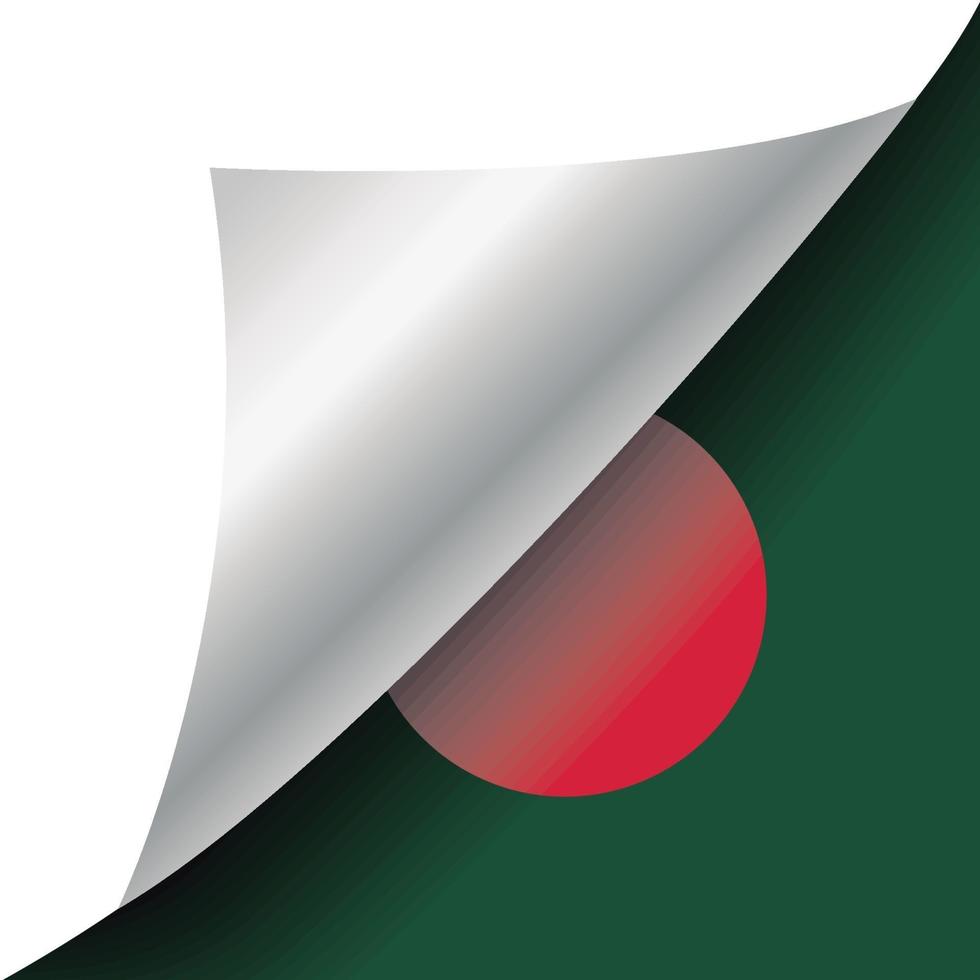 vlag van Bangladesh met gekrulde hoek vector