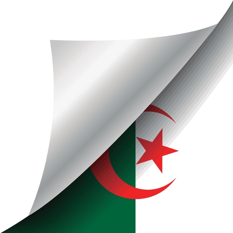vlag van algerije met gekrulde hoek vector