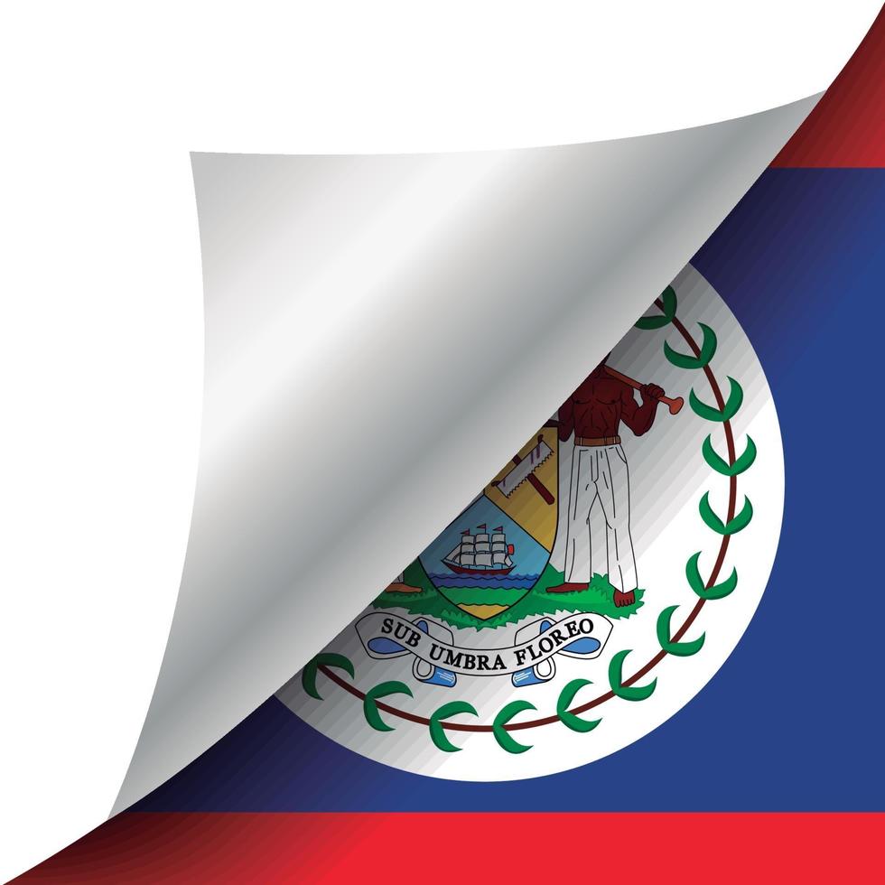 Belize vlag met gekrulde hoek vector