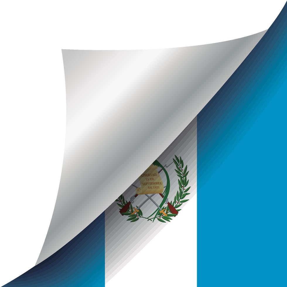 vlag van guatemala met gekrulde hoek vector