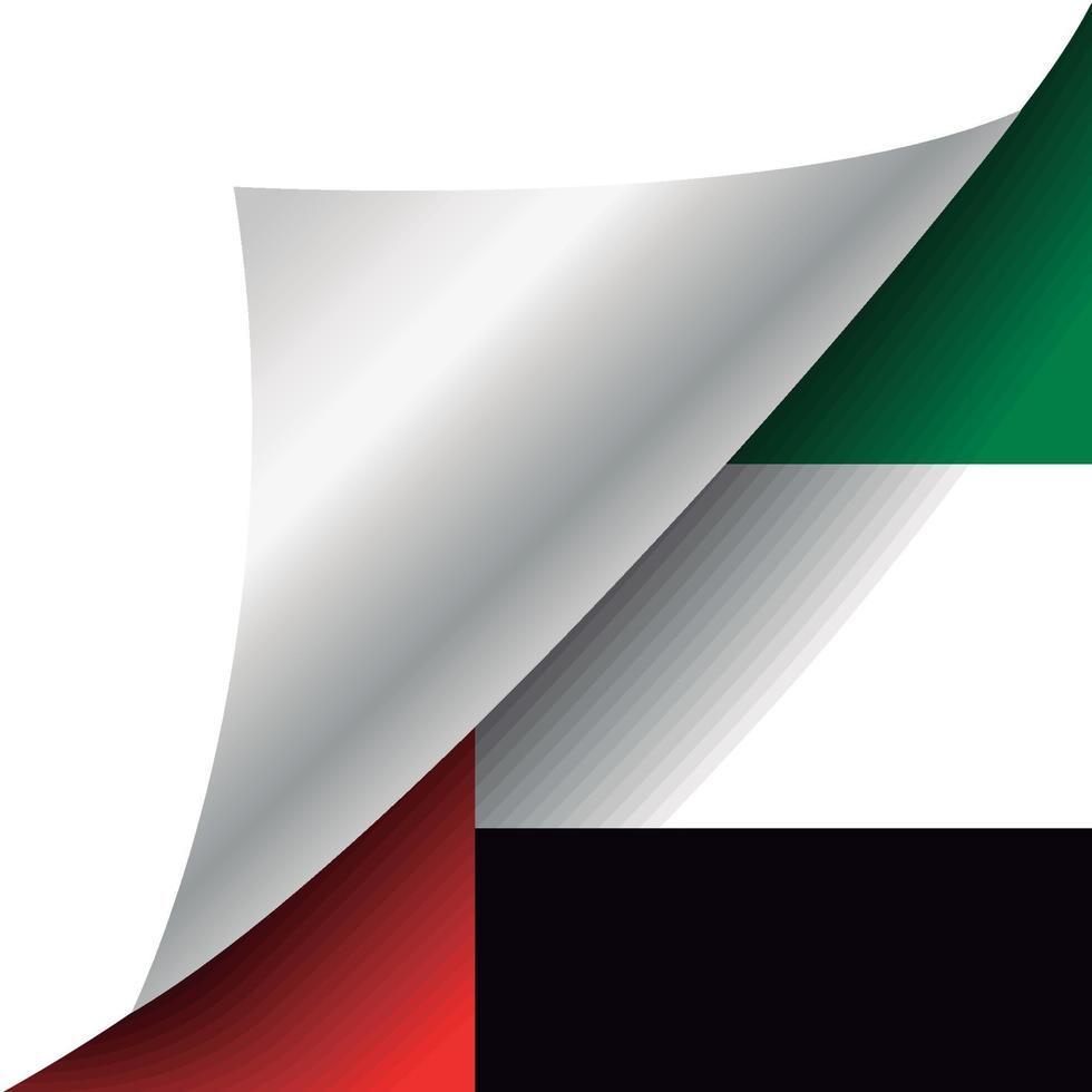vlag van verenigde arabische emiraten met gekrulde hoek vector