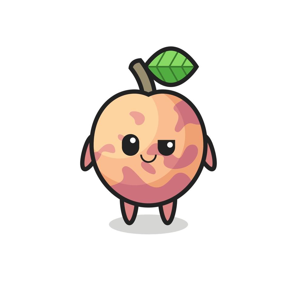 pluot fruit cartoon met een arrogante uitdrukking vector