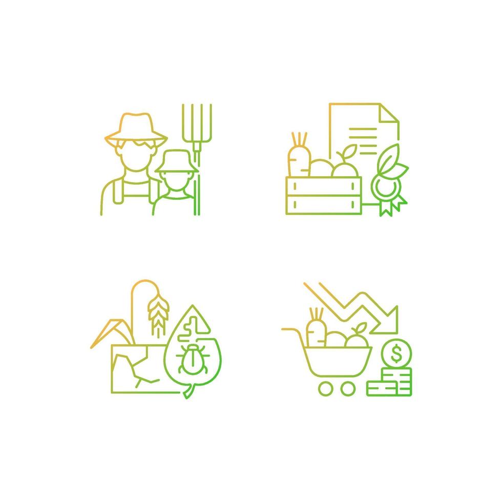 agribusiness gradiënt lineaire vector iconen set