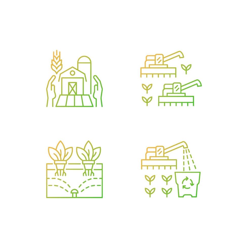 landbouw en landbouw gradiënt lineaire vector iconen set
