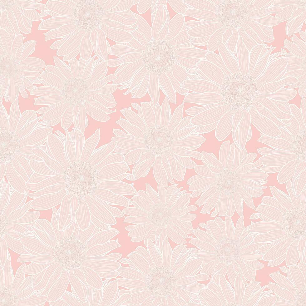 vector bloemen naadloos patroon van kamille bloemen in licht roze pastel kleuren met wit schets. decoratief afdrukken voor behang, inpakken, textiel, mode kleding stof of andere afdrukbare dekt.