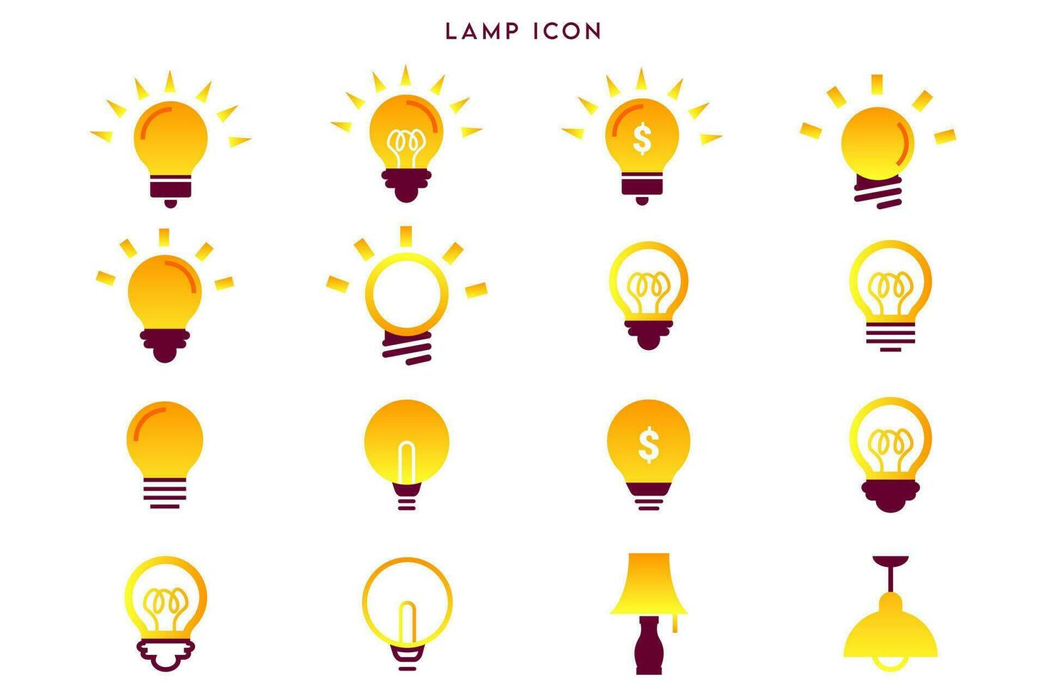 licht lamp icoon set, licht lamp pictogrammen, licht lamp icoon, vector